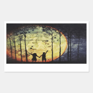 Sticker Rectangulaire Enfants de lune