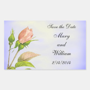 Sticker Rectangulaire Enregistrer la date Botanical Rose Rosebud