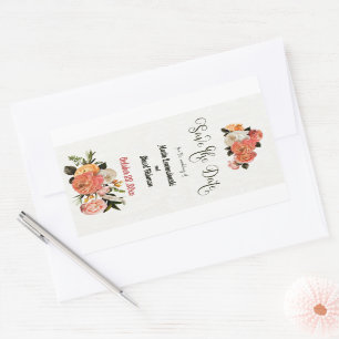 Sticker Rectangulaire Enregistrer la date Personnalisé Mimosa Floral