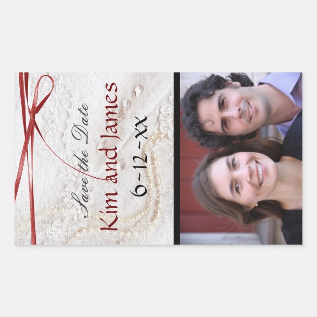 Sticker Rectangulaire Enregistrer les bouteilles de vin Date (Devant)