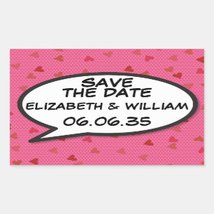 Sticker Rectangulaire Enregistrez la date Bulle de dialogue Fun rétro ba
