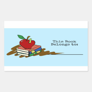 Sticker Rectangulaire Enseignant de la pomme rouge de ver de livre