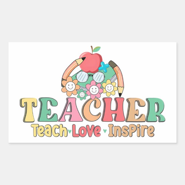 Sticker Rectangulaire Enseigner ・ Amour ・ Inspirer - Une célébration de  (Devant)