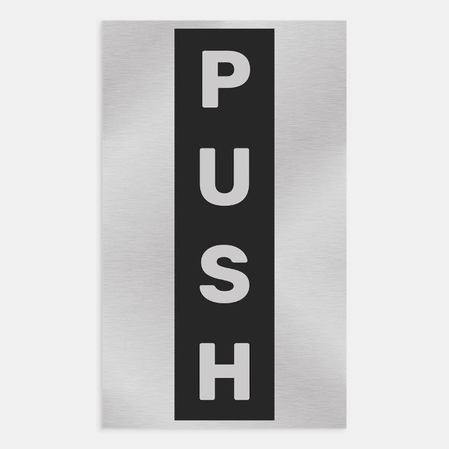 Sticker Rectangulaire Entrée Affaires Sortie Push Door (black and silver push sticker)