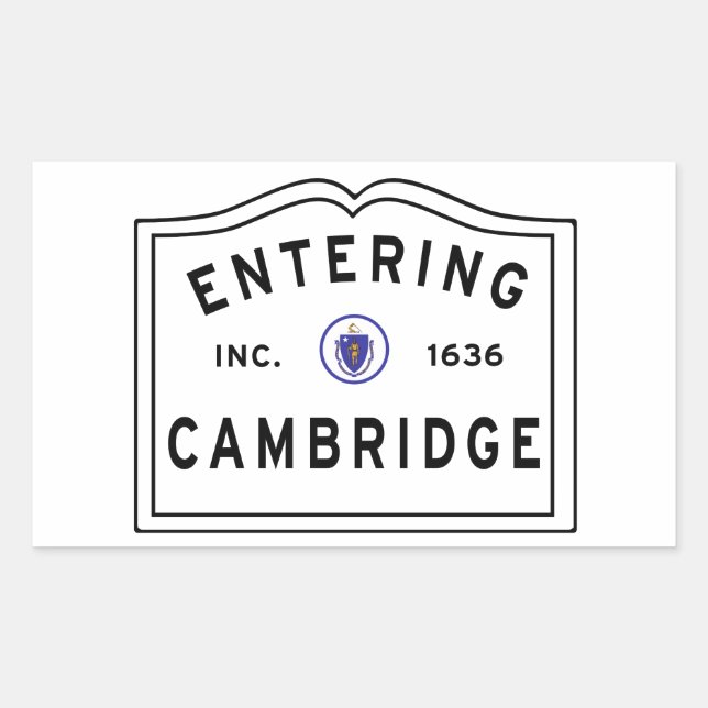 Sticker Rectangulaire Entrée Cambridge Massachusetts (Devant)