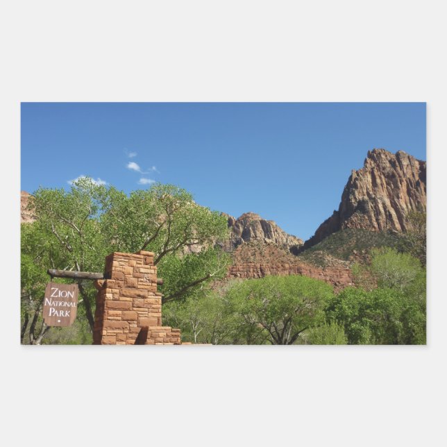 Sticker Rectangulaire Entrée du parc national de Zion dans l'Utah (Devant)