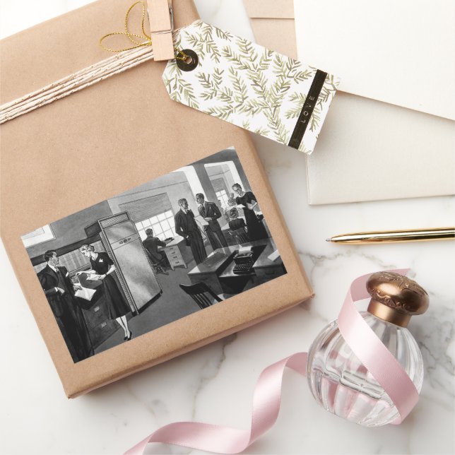 Sticker Rectangulaire Entreprise Vintage, Hommes d'Affaires de Direction (Cadeaux)