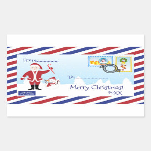 Sticker Rectangulaire Enveloppe de messagerie de Noël Père Noël Air