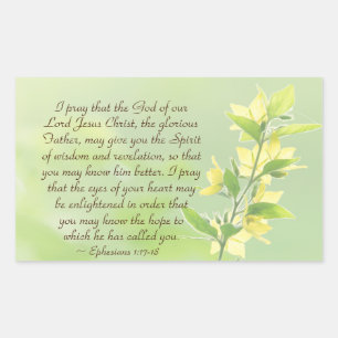 Sticker Rectangulaire Éphésiens 1:17-18 Esprit de sagesse et de révélati