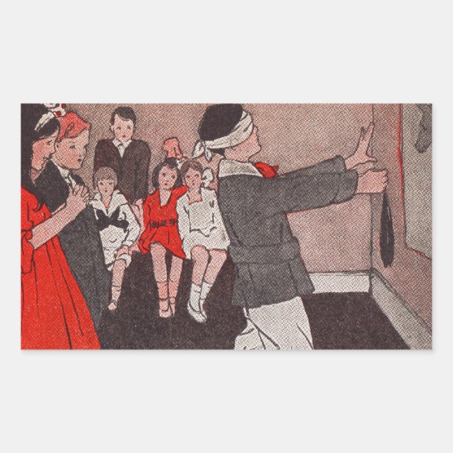 Sticker Rectangulaire Épingle la queue Âne Vintage Enfants (Devant)
