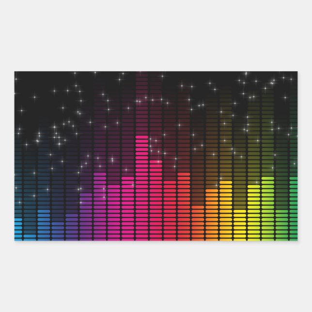 Sticker Rectangulaire Equalizer Disco Lights Music Volume (Devant)