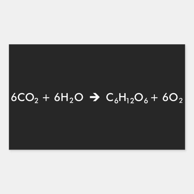 Sticker Rectangulaire Équation de photosynthèse (Devant)