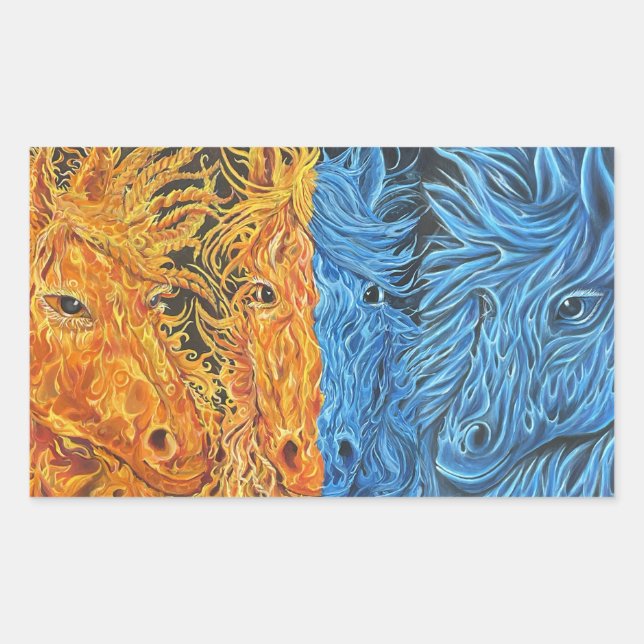 Sticker Rectangulaire Équilibre éternel - Chevaux jumeaux (Devant)