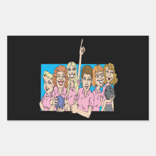 Sticker Rectangulaire Équipe de bowling féminin