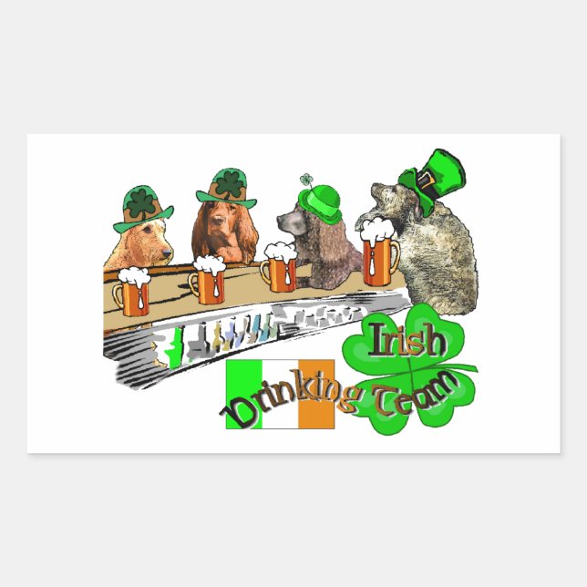 Sticker Rectangulaire Équipe d'Irlande de la boisson St Pats (Devant)