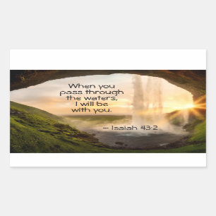 Sticker Rectangulaire Ésaïe 43:2 Quand vous passez par les eaux Bible