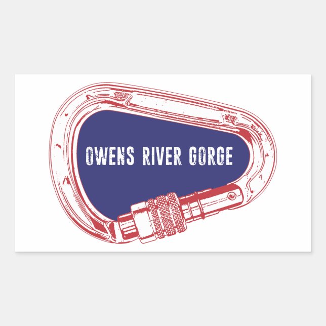 Sticker Rectangulaire Escalade de la gorge d'Owens River Carabiner (Devant)