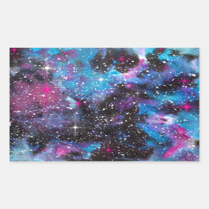 Sticker Rectangulaire Espace Art aquarelle Galaxy