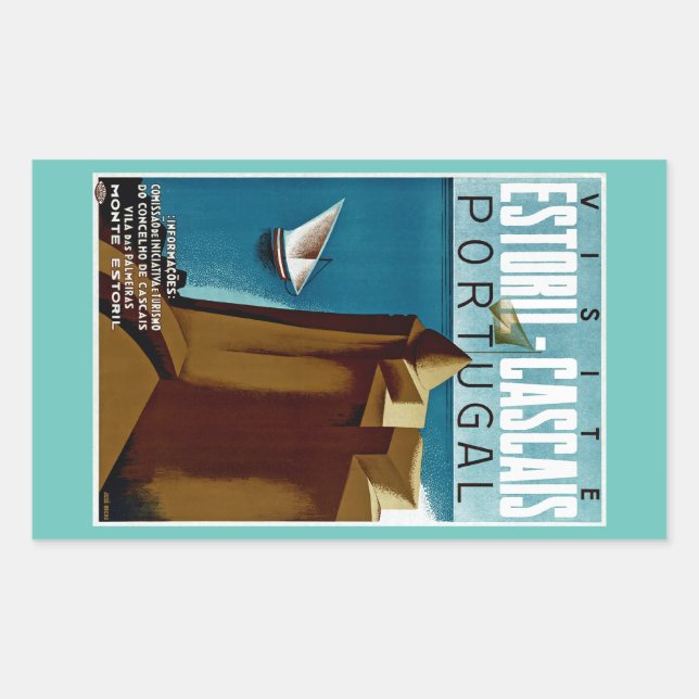 Sticker Rectangulaire Estoril - Cascais Portugal (Devant)