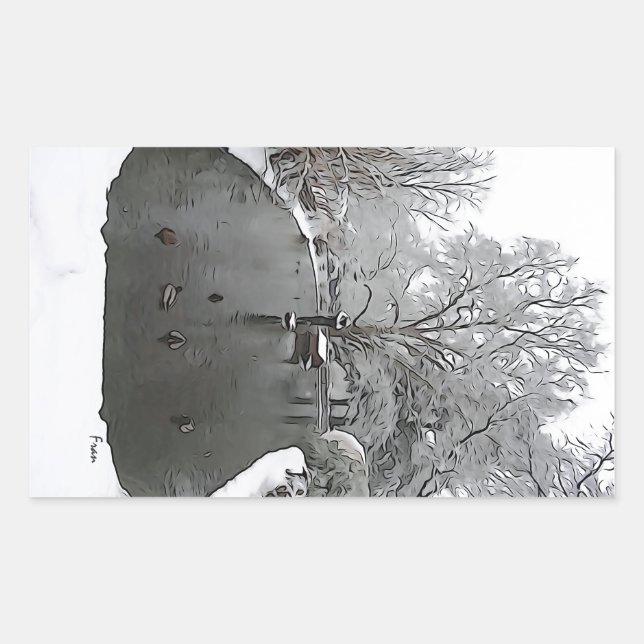 Sticker Rectangulaire étang de canard (Devant)