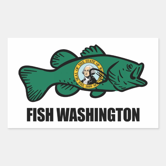 Sticker Rectangulaire État de Fish Washington (Devant)
