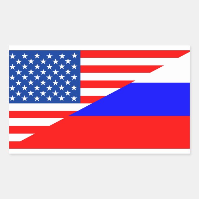 Sticker Rectangulaire etat-unis russie demi-drapeau états-unis (Devant)