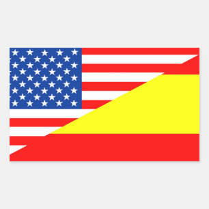 Sticker Rectangulaire etats-unis amérique espagne demi drapeau usa pays