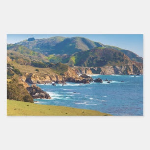 Sticker Rectangulaire États-Unis, Californie. Panorama de Big Sur avec B