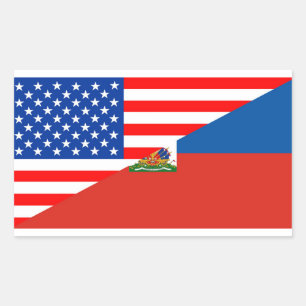 Sticker Rectangulaire etats-unis haiti demi drapeau états-unis