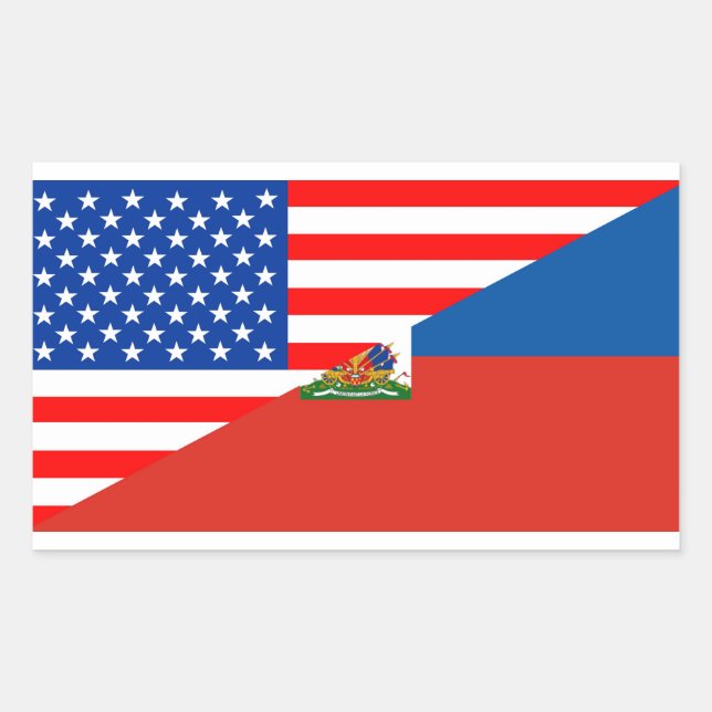 Sticker Rectangulaire etats-unis haiti demi drapeau états-unis (Devant)