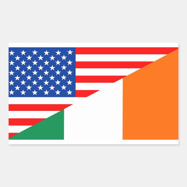 Sticker Rectangulaire etats-unis irlande demi drapeau etat-unis (Devant)