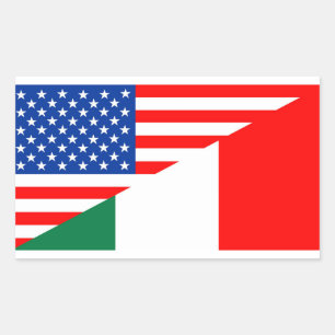 Sticker Rectangulaire etats-unis italie demi-drapeau états-unis