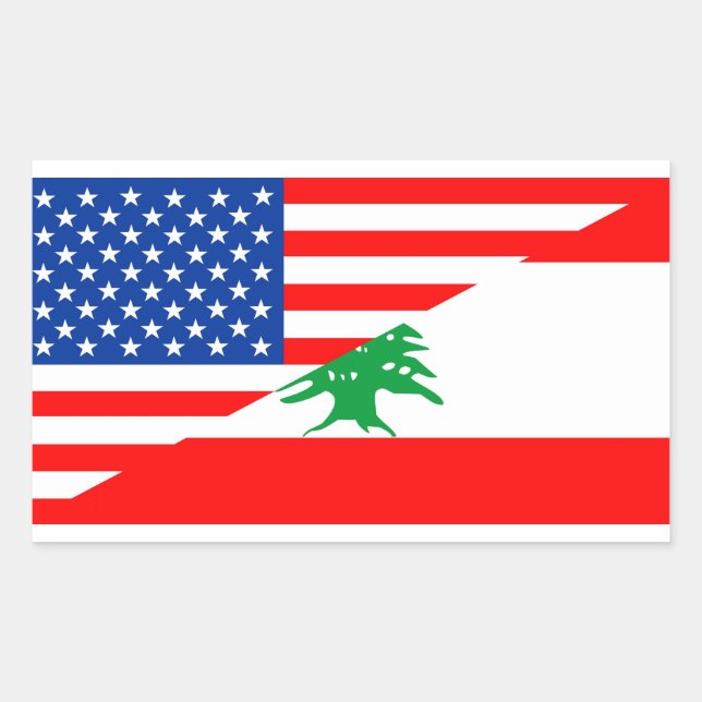 Sticker Rectangulaire etats-unis lebanon demi drapeau états-unis (Devant)