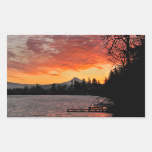 Sticker Rectangulaire États-Unis, Oregon. Blue Lake et mont Hood au leve