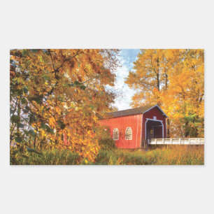 Sticker Rectangulaire États-Unis, Oregon. Pont couvert de Shimanek au ma
