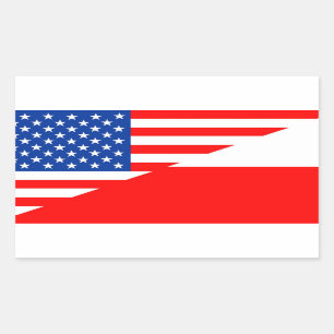 Sticker Rectangulaire etats-unis pologne demi drapeau états-unis