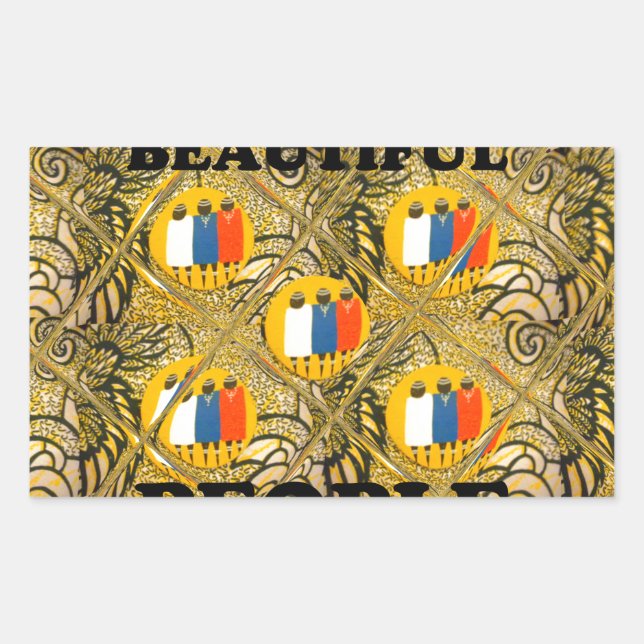 Sticker Rectangulaire Ethnic African Art Design Imprimer : Beautiful Peo (Devant)
