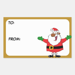 Sticker Rectangulaire Étiquette-cadeau Black Père Noël Hugs