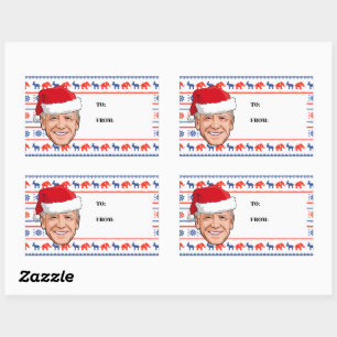 Sticker Rectangulaire Étiquette-cadeau de Noël Joe Biden