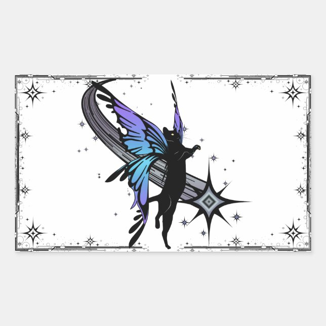 Sticker Rectangulaire Étoile de chat cosmique (Devant)