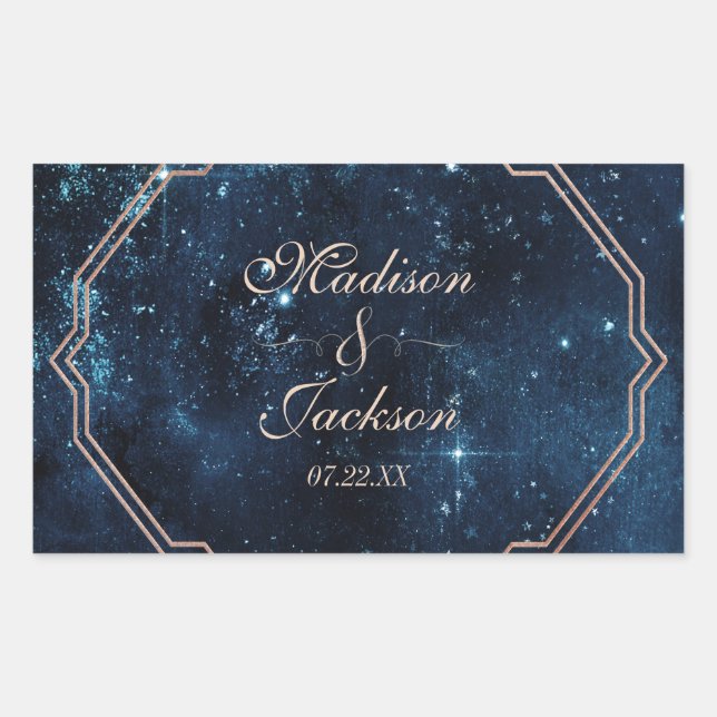 Sticker Rectangulaire Étoile de nuit Sky Celestiy Galaxy Mariage Monogra (Devant)