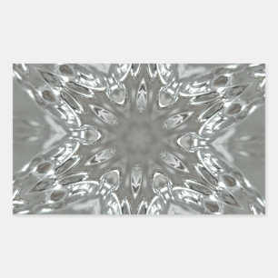 Sticker Rectangulaire Étoile kaléidoscopique décorative gris argent anti