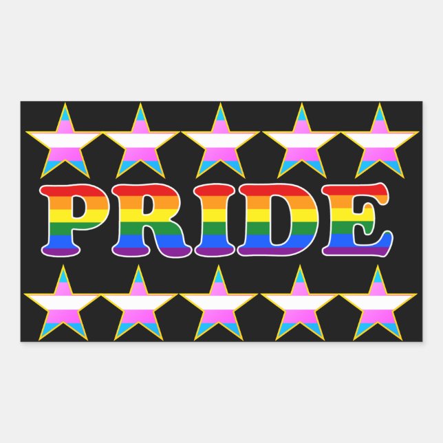 Sticker Rectangulaire Étoiles de la Fierté Trans PRIDE (Devant)