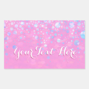 Sticker Rectangulaire Étoiles de Parties scintillant de Bokeh rose