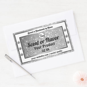 Sticker Rectangulaire Étoiles de Parties scintillant en argent luxueux L