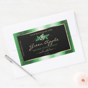 Sticker Rectangulaire Étoiles de Parties scintillant verte noire Étiquet