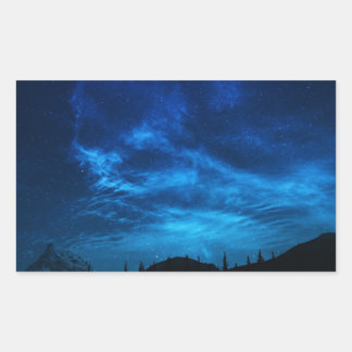 STICKER RECTANGULAIRE ÉTOILES LUMINEUSES DANS UN CIEL NOIR ET BLEU
