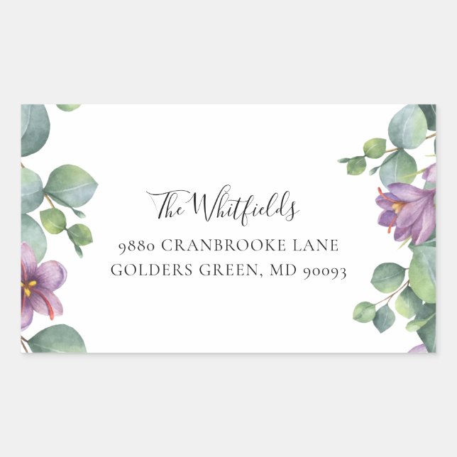 Sticker Rectangulaire Eucalyptus Greenery Bloom Adresse de retour (Devant)