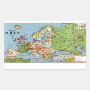 Sticker Rectangulaire Europe vintage Carte générale du XXe siècle
