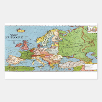 Sticker Rectangulaire Europe vintage Carte générale du XXe siècle